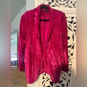 Nasty Gal Vibrant Pink Velvet Blazer
